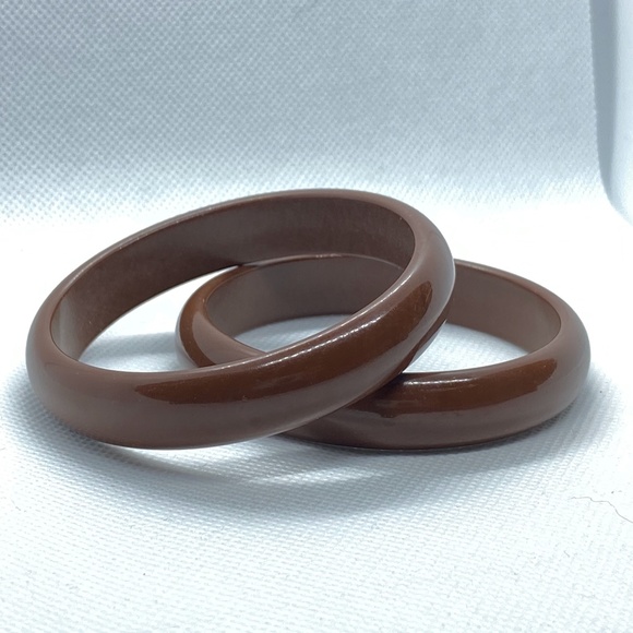 Vintage Jewelry - Two Brown Plastic Vintage Bracelets